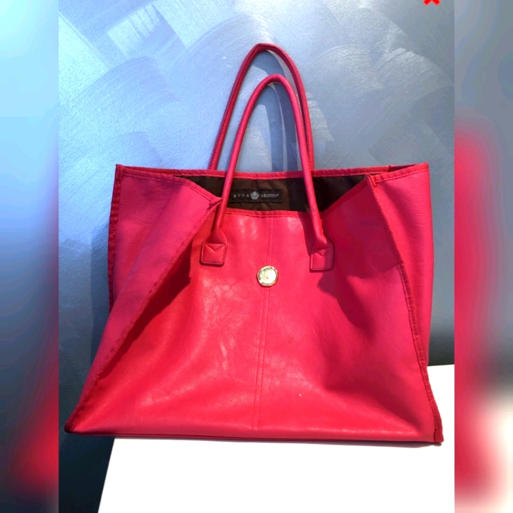 NEW Anna Griffin Italian Gen Pink Leather Tote Bag